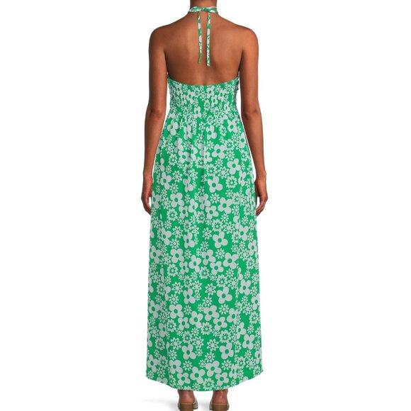 New No Boundaries Juniors' Cutout Relaxed Green Floral Maxi Dress, size XXXL - Picture 2 of 6